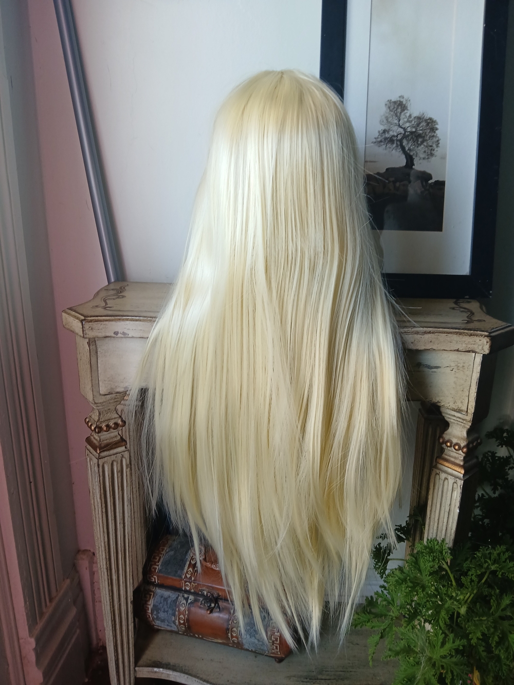 Blonde Long Straight Synthetic Wig - Classic Pale Blonde